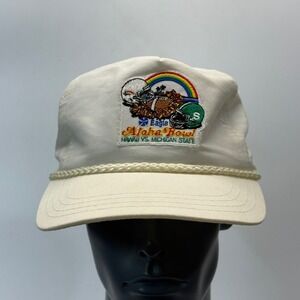 Vintage Eagle Aloha Bowl Strap Hat Hawaii Michigan MSU 1989 80s